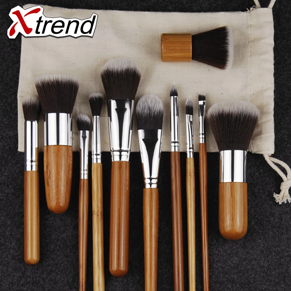 Pressionable набор кистей для макияжа Инструменты-Парфюмерия Комплект Шерсть Make up Brush Set мягкий синтетический волосы здоровыми бамбуковой ручкой