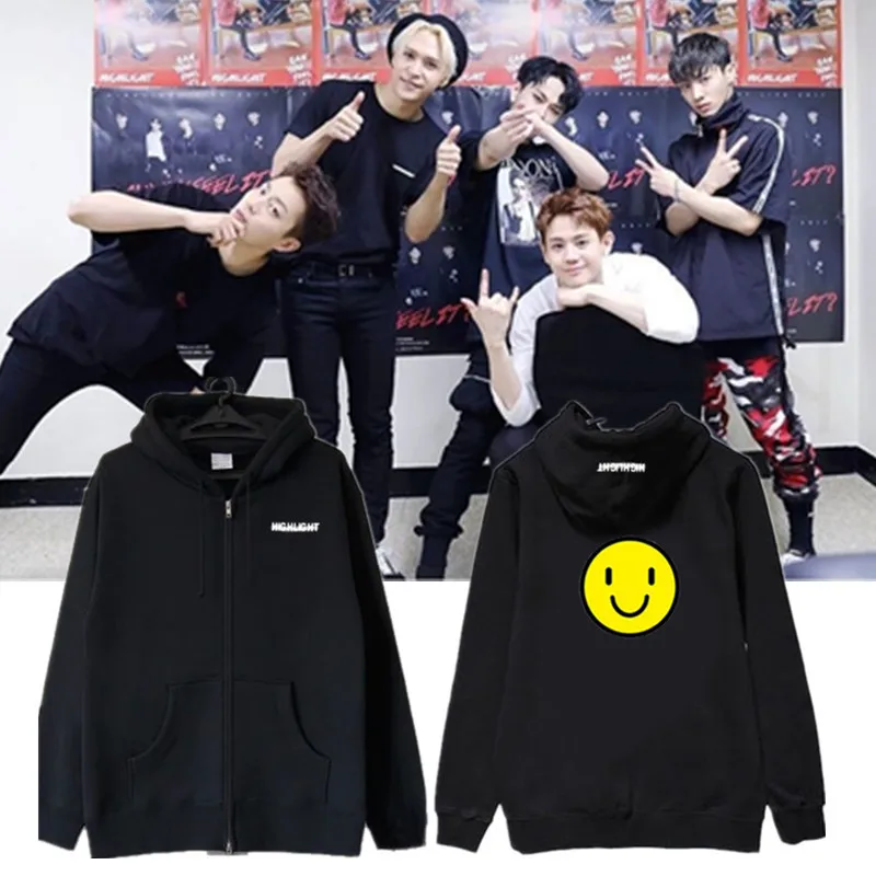 K-pop HIGHLIGHT concert с тем же пунктом куртка на молнии с капюшоном весна и осень толстовки бейсбольная форма куртка kpop
