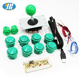 Нулевая задержка аркадная DIY kit USB энкодер для Rapsberry Pi PC 30 мм 24 мм аркадная Кнопка SANWA Тип 4 way 8 way джойстик - Цвет: Зеленый