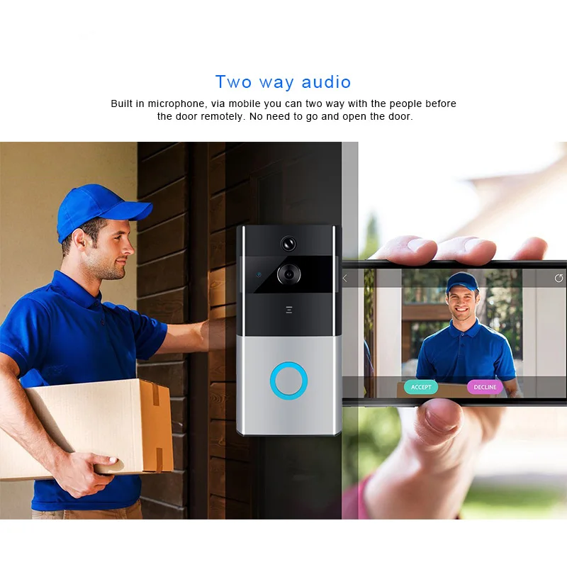 Беспроводной видео телефон двери PIR wifi дверной звонок Домофон 720P IP камера батарея мощность аудио TF карта открытый умный дом CCTV безопасности