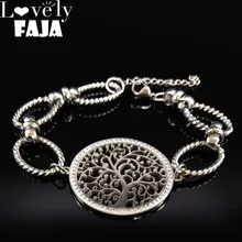 Модные браслеты из нержавеющей стали с украшением в виде Древа Жизни, серебряные ювелирные изделия с бриллиантами joyeria B18183