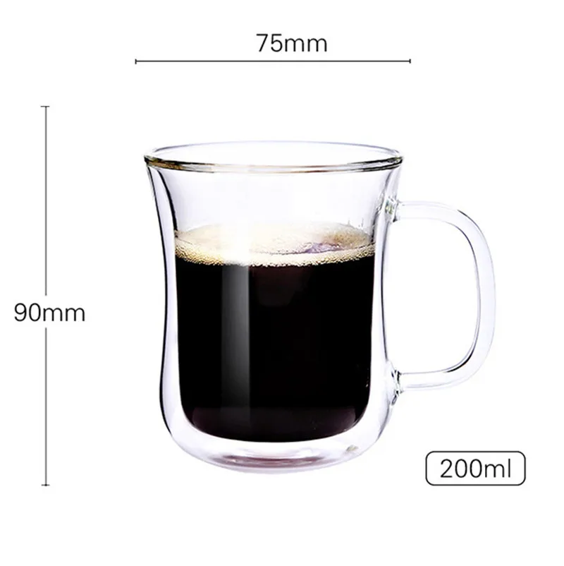 200ML Transparent Double Wall Glass Water Mug Glass Beer Coffee Mug Handmade Creative Beer Mug Tea Mugs6