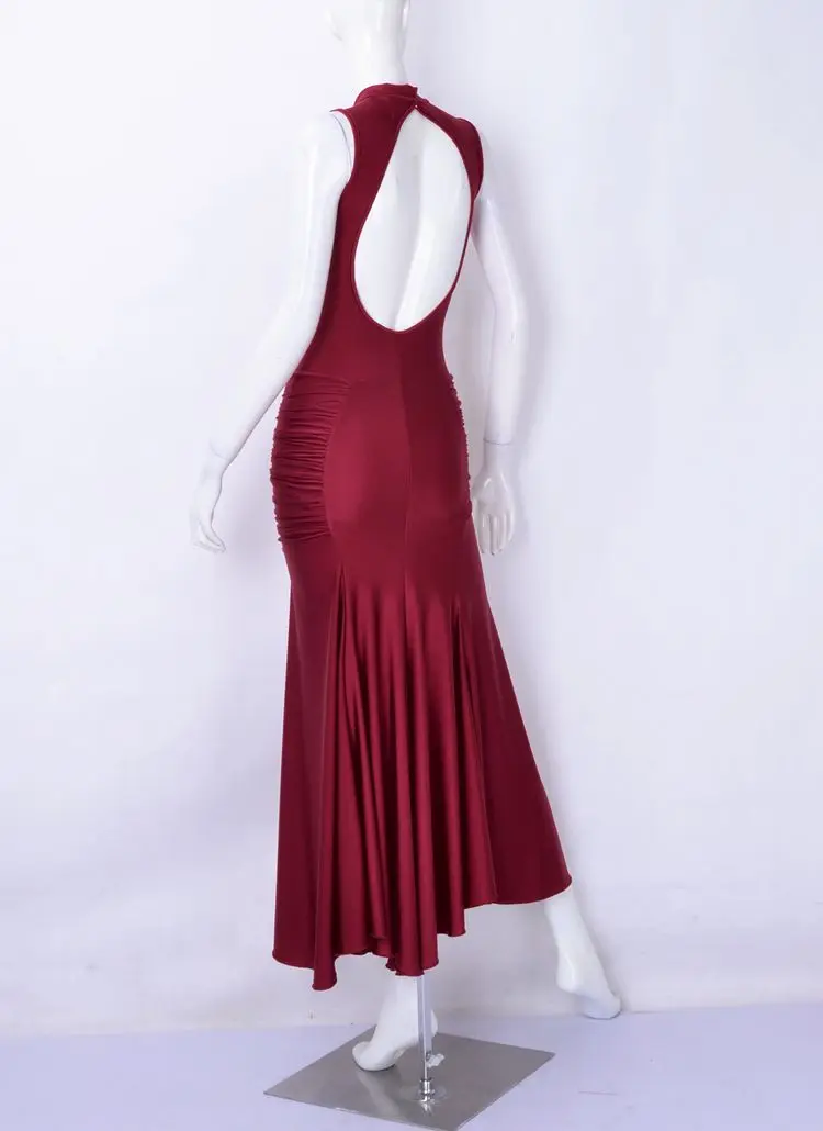 

Экзотическая танцевальная водолазка без рукавов и маленькая посадка на бедрах с разрезом сзади W11031B