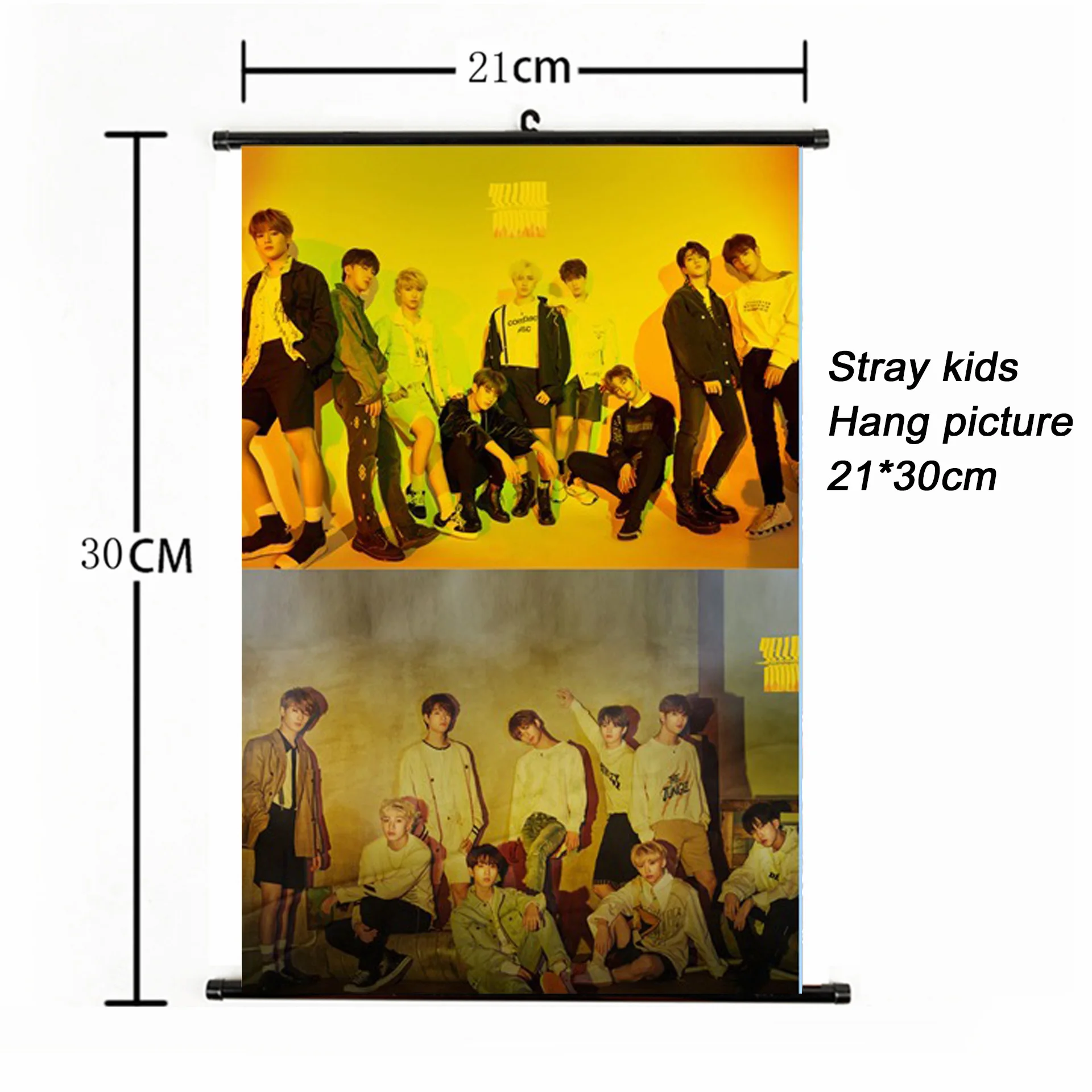 

Fashion Kpop Stray Kids Hang paintng 21*30cm poster stray kids signature yellow wood album photocard poster fans collection
