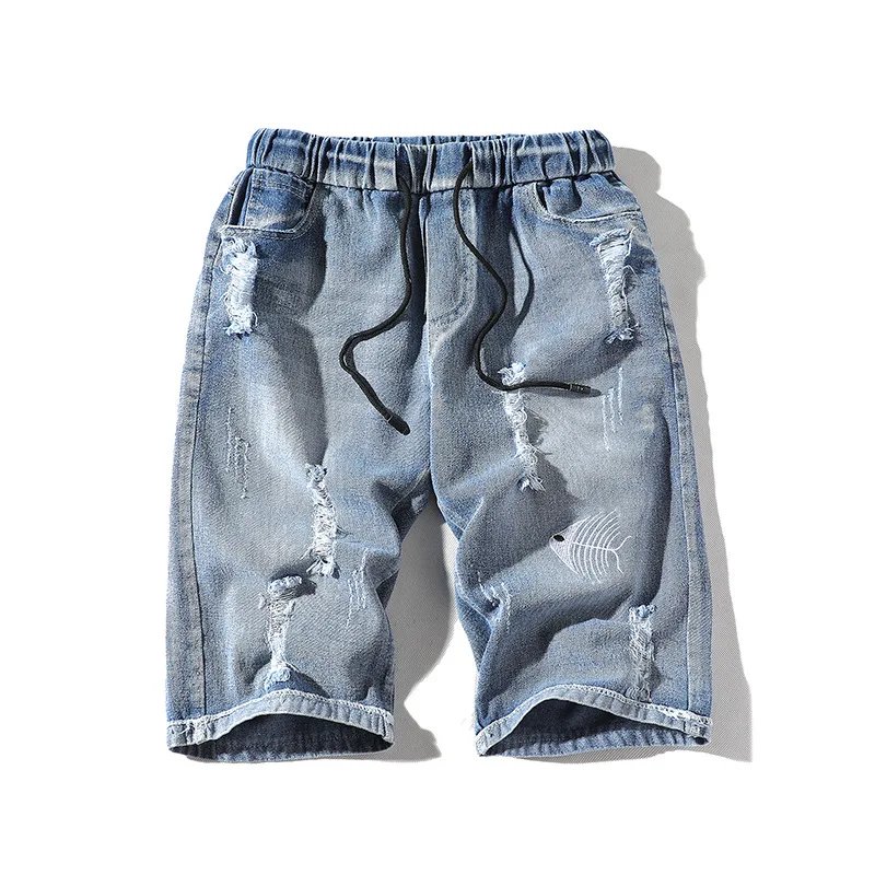 VOGUELEO новые летние модные с рисунком рыбьей косточки; джинсовые шорты мужские и Европа прямо 5 баллов повседневные джинсы Для мужчин