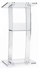Clear Lectern with Curved Pedestal 12mm Thick Acrylic Frame Built in Shelf On Writing Surface Easy