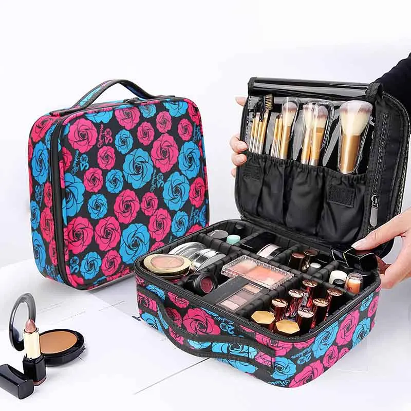

Women Professional Cosmetic Bag Case New Makeup Organizer Travel Make Up Box Cosmetics Pouch Beauty Brushes Storage Suitcase