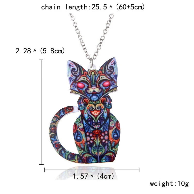 

Acrylic Animal Pet Cat Necklace Women Ethnic Bohemia Pendant Long Chain Boho Necklace Jewelry Collar Mujer Bisuteria Collane