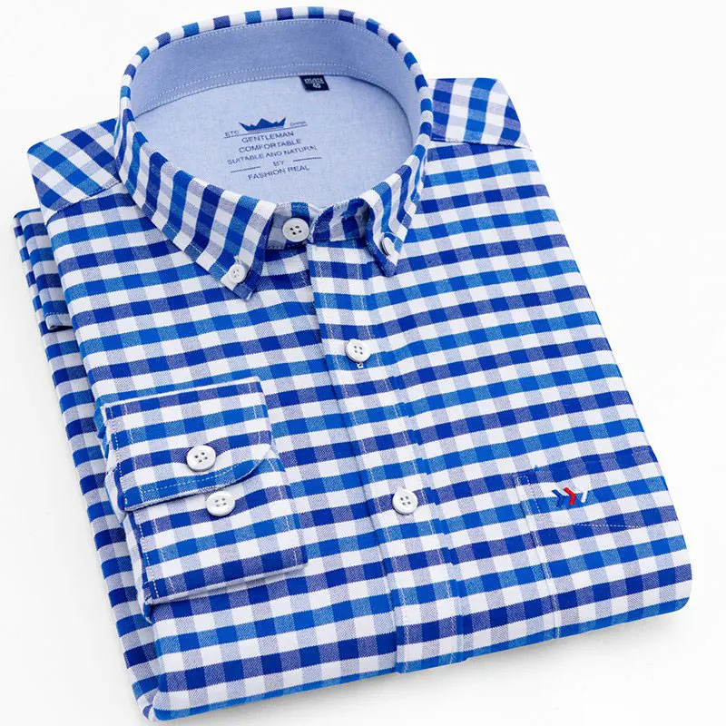 Langmeng размера плюс, брендовая хлопковая Однотонная рубашка, мужские весенние повседневные рубашки, оксфордская рубашка, camisa masculina, белая, Черная - Цвет: 201806-53