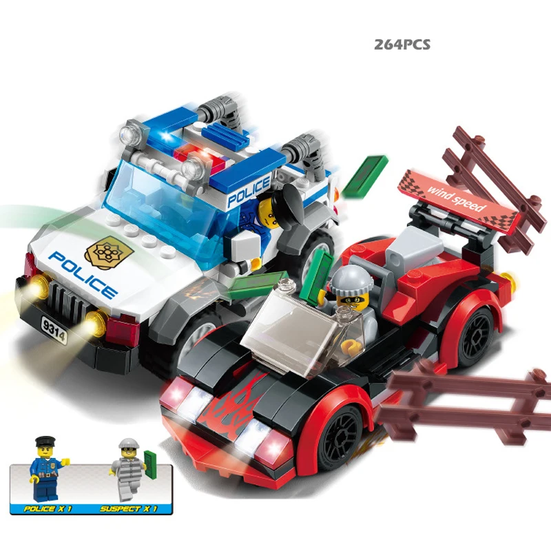 Polices car 264pcs Building Blocks Sets Enlighten Educational DIY Construction Bricks toys Compatible With font b