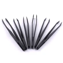 Удобный для переноски 5x6 шт. 11,5 см антистатические и антикислотные черные пластиковые пинцеты Инструменты для ремонта Многофункциональный ручной инструмент 30 шт./лот