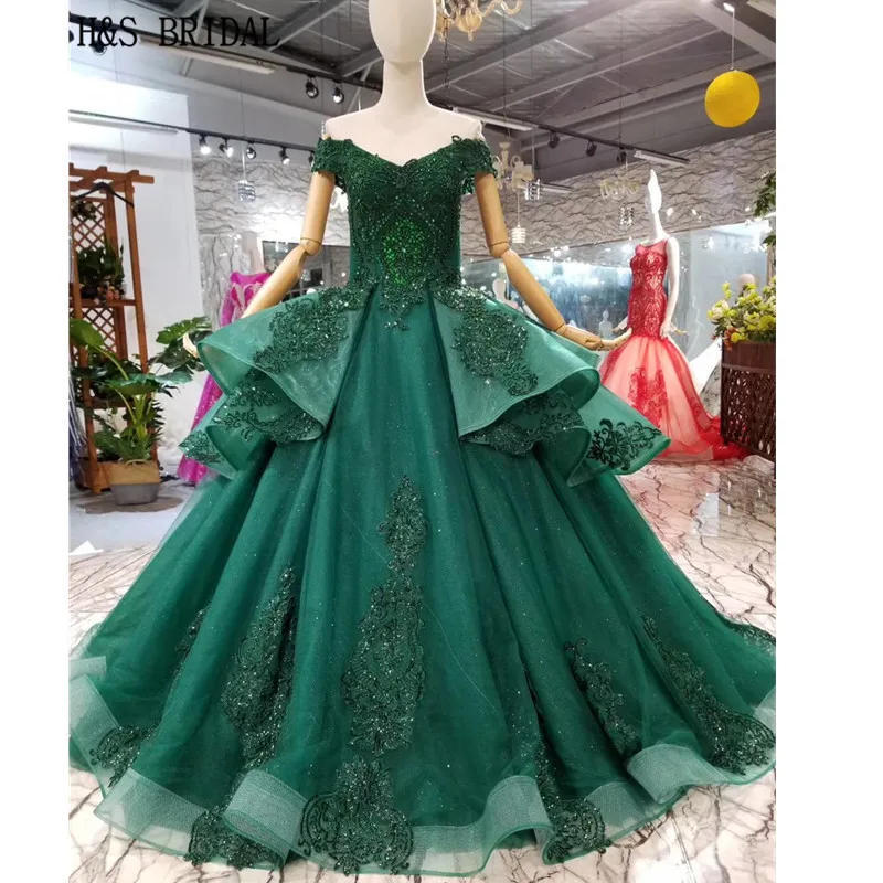 green ball gown