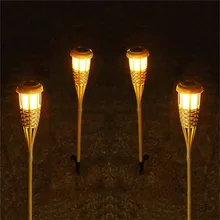 2 шт./лот, ручная работа, Бамбуковая лампа, наружная, IP65, на солнечных батареях, светодиодный светильник с эффектом пламени, луг, садовый газон, фонарики, ландшафтный светильник