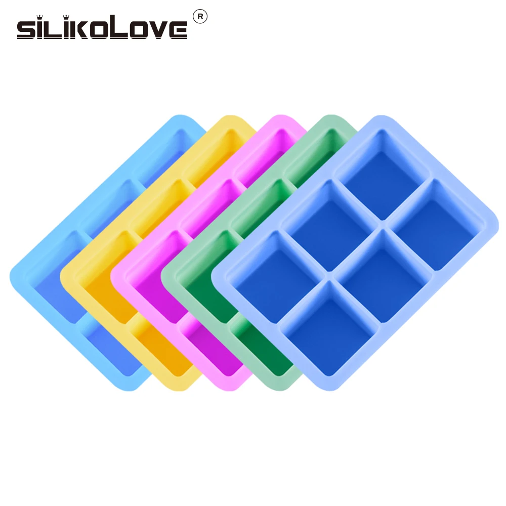 Silicolove 6 Полость 3d магический большой силиконовый кубик льда форма квадратная DIY
