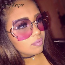 LongKeeper градиентные солнцезащитные очки без оправы Для женщин платье от оригинального дизайнера на градиентные старинные очки женские гафы de sol UV400