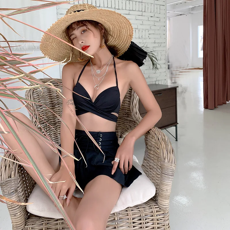 

Push Up Bikini May Female Beach Girls Bathing Suit Separate Swimsuit For Women Rashguards Lace Back Sexy Skirt Cover Print