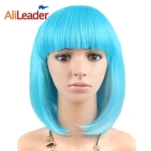 Alileader, розовый, фиолетовый, синий, 23 Цвета, короткий парик для косплея с челкой, вечерние парики из синтетического волокна, прямые волосы, прическа для девочек