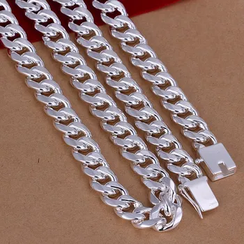 

Men's 24'' 60cm 10mm S925 sterling Silver color necklace 115g solid snake chain n011 gift pouches