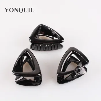 

24PCS/LOT Triangle type crab hair claws 7CM Plastic hair clip clamps accessories shining black grasp clip for girl rwomen SYHC33