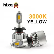 Hlxg H4 H7 светодиодный головной светильник 3000K желтый H11 H8 H9 9005 HB3 HB4 9003 HB2 Светодиодная лампа 72W фары для 8000Lm Противотуманные фары Дневные Фары Светильник автомобильные аксессуары 12V 24V