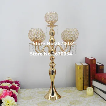 

newest style crystal gold flower stand walkway for wedding table or floor decoration
