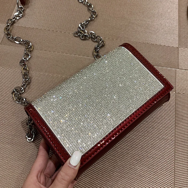 Shiny Diamond Female Flap Square Bag Summer New Quality PU Leather Women's Designer Handbag Chain Shoulder Messenger Bags