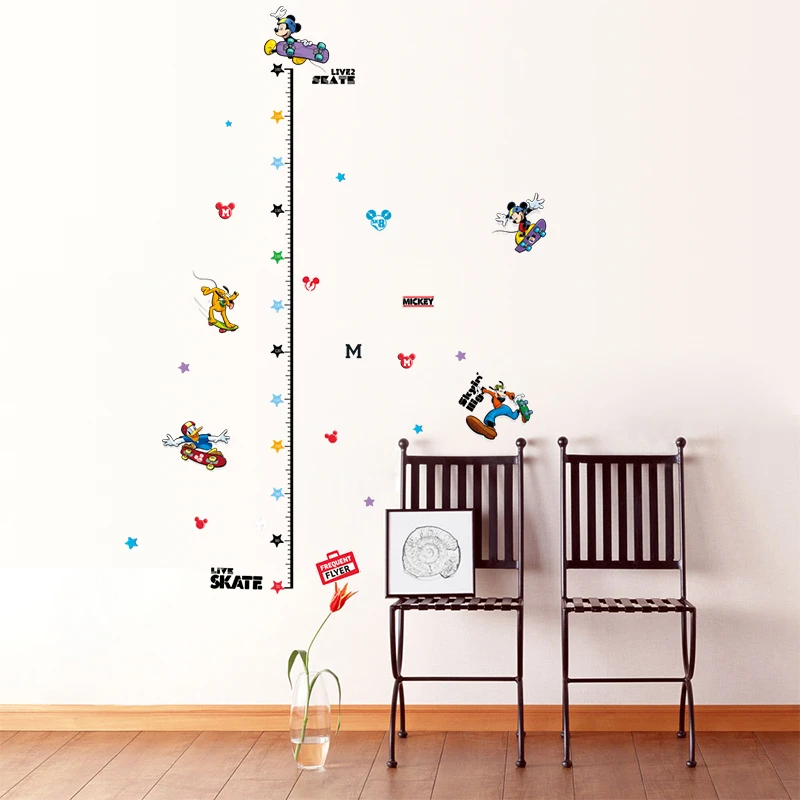 Mickey Mouse Child Height Measure Wall Stickers For Nursery Kids Room Decorations DIY PVC Home Growth Chart Decor Cartoon Decals