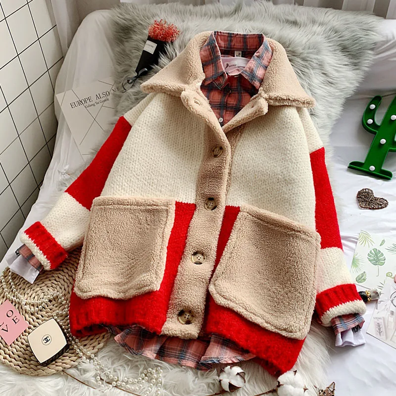 

Lazy wind single-breasted sweater cardigan coat women autumn 2019 new loose large size thick wool sweater fashion sweater coat