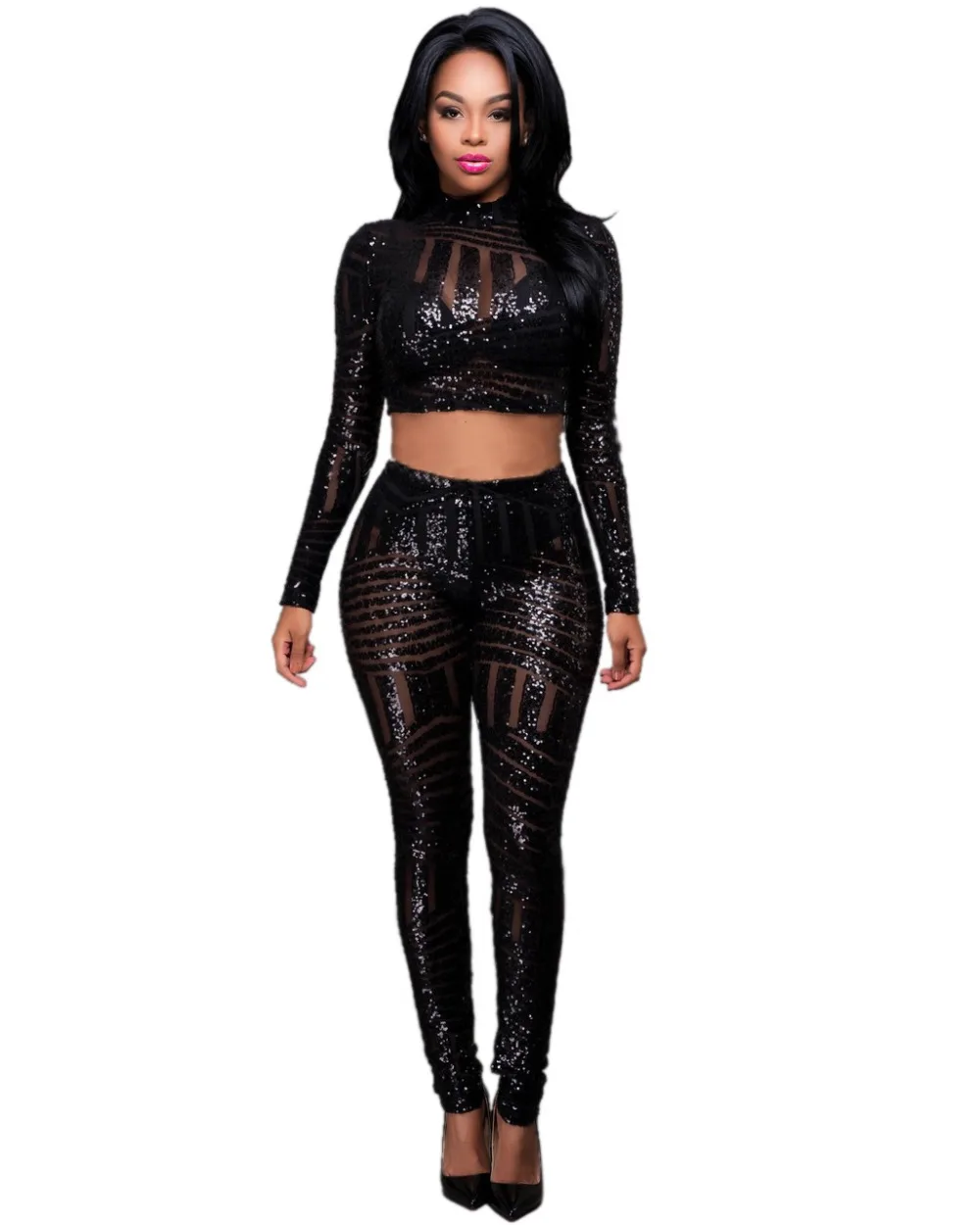 2 piece sequin jumpsuit