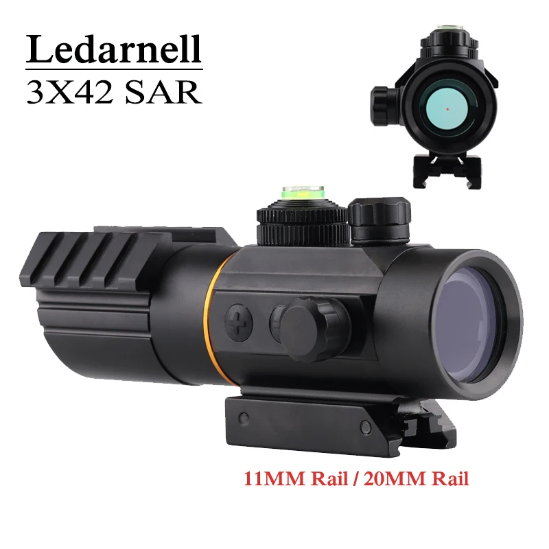 

Ledarnell 3x42 11mm/20mm Rail Mounts Tactical Riflescope Sight Scope Hunting Holographic Red Dot Optical Telescopic For hunting