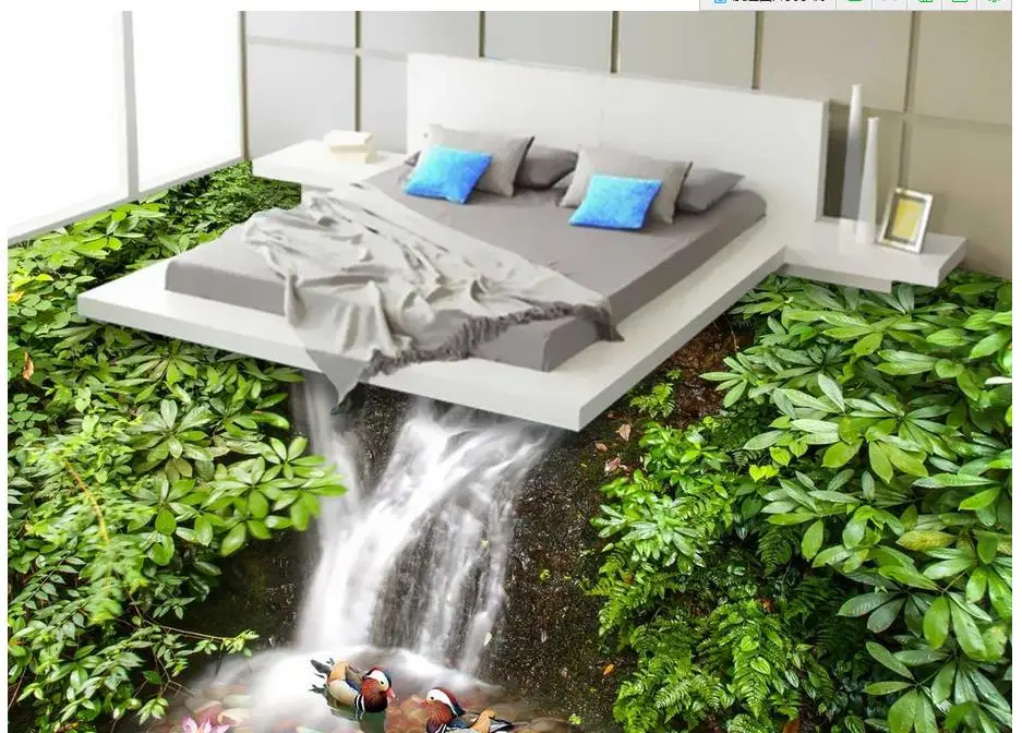 

Custom 3d flooring Mandarin ducks in the water wallpaper murals 3d floor tiles photo wall mura tile flooring bathroom