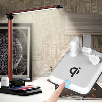 

4 in 1 Smart LED Table Lamp Qi Wireless Charger For iPhone XS XR Max Fast Desktop Wireless Charging Pad for Samsung S10 Huawei