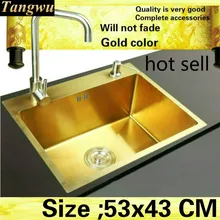 Квартиры Мини Золотой Цвет Кухня ручная раковина одинарная мойка роскошный 304 Нержавеющая сталь Горячая 530x430 мм