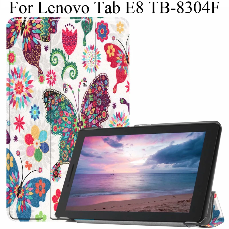 

Cute Cover For Lenovo Tab E8 TB-8304 Case Shell TabE8 8.0 inch 8304 Pouch Bag TB-8304f Capa Fundas Stand Butterfly Protector