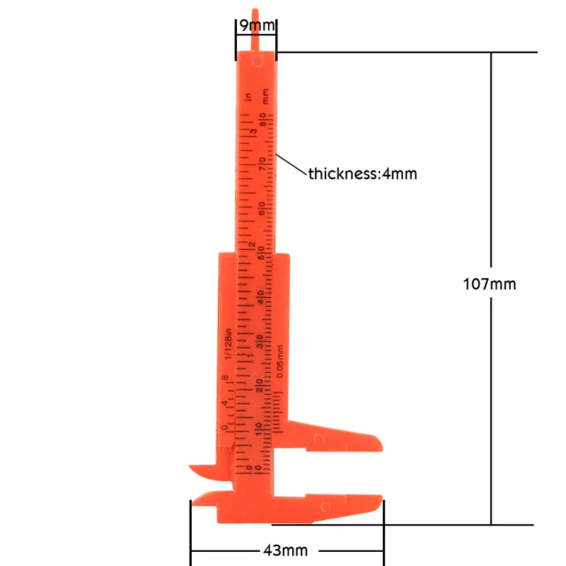 

Mini Plastic Vernier Caliper Gauge Micrometer to 1MM/Ruler Plastic Measuring Outdoor Tools Micrometer Gauge 80 mm Length P5