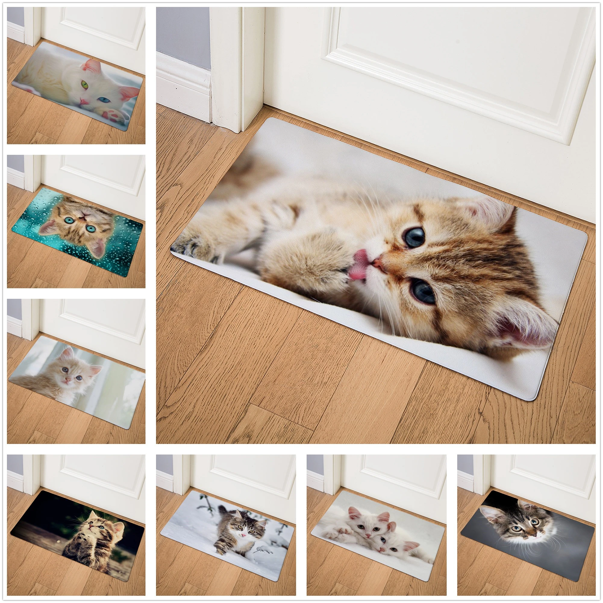 

Cute Animal Pet Home Cat Print Doormat Kitchen Carpet Living Room Corridor Entrance Outdoor Carpet Non-slip Floor Mat 46x75cm