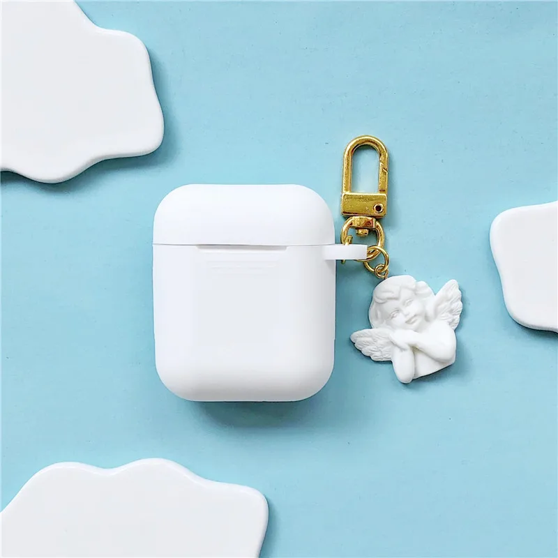 Белый силиконовый чехол для Apple Airpods, противоударный чехол для наушников, чехол s, ультра тонкий защитный чехол Air Pods, брелок