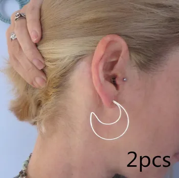 

2pcs Crescent Moon Hoop Earrings Handmade Rose Filling Modern Fashion Gypsy Jewelry present for women