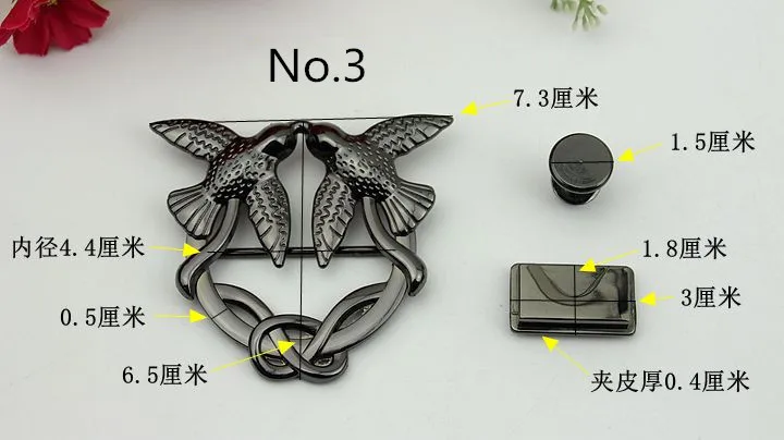 Металлические аксессуары для сумок две птицы украшение замок Пряжка орнамент сшивание лоскутов по принципу "сделай сам" сумка 6 компл./лот золото черный металл штифт замка