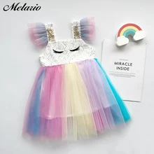 Детское платье меларио; нарядное дизайнерское платье с героями мультфильмов для девочек; праздничные платья принцессы; Летние Детские платья; костюм с блестками для девочек; От 1 до 6 лет