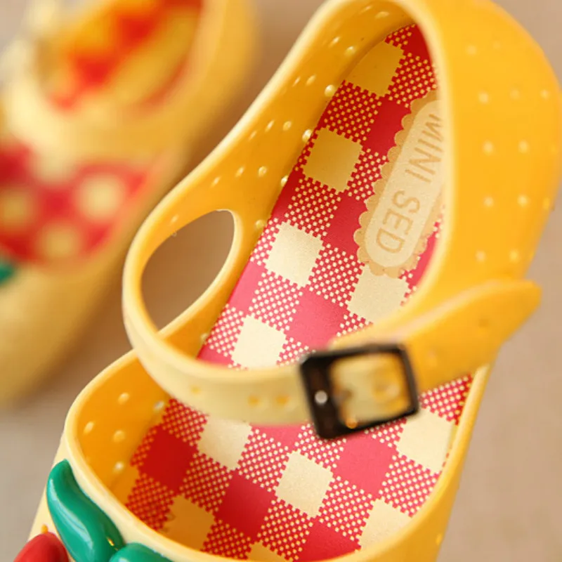 sandales bébé Aercourm a/сандалии для девочек Вишневый прозрачная обувь нескользящая подошва-дышащих Летняя обувь на плоской подошве красный желтый черный для Сандалии для девочек