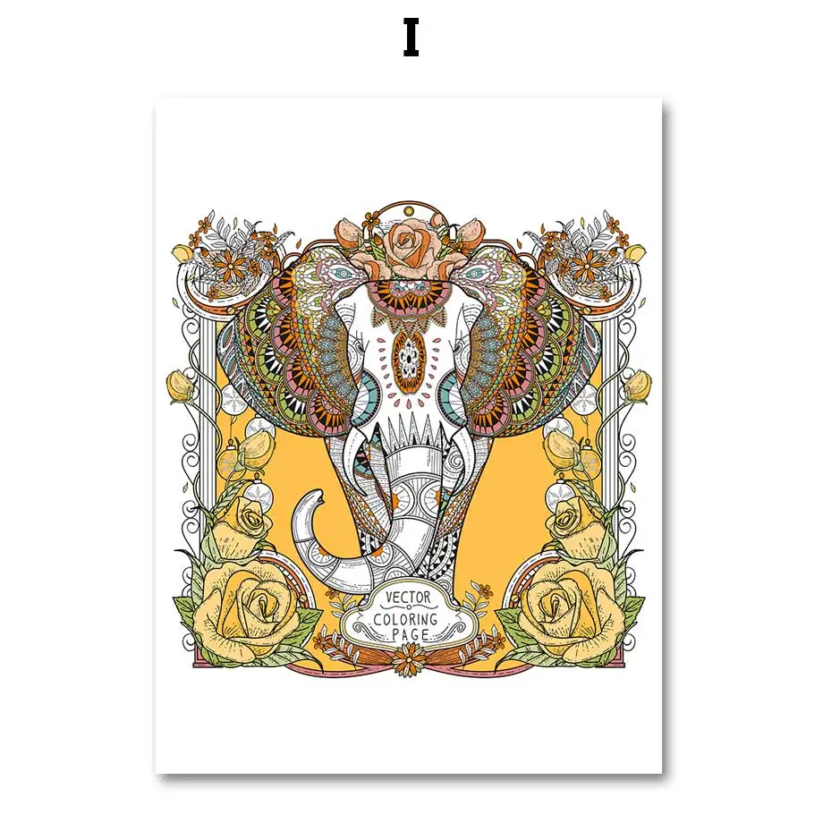 Абстрактная Картина на холсте с изображением лисы ламы, попугая, слона тукан, скандинавские плакаты и принты, настенные картины для декора гостиной - Цвет: I