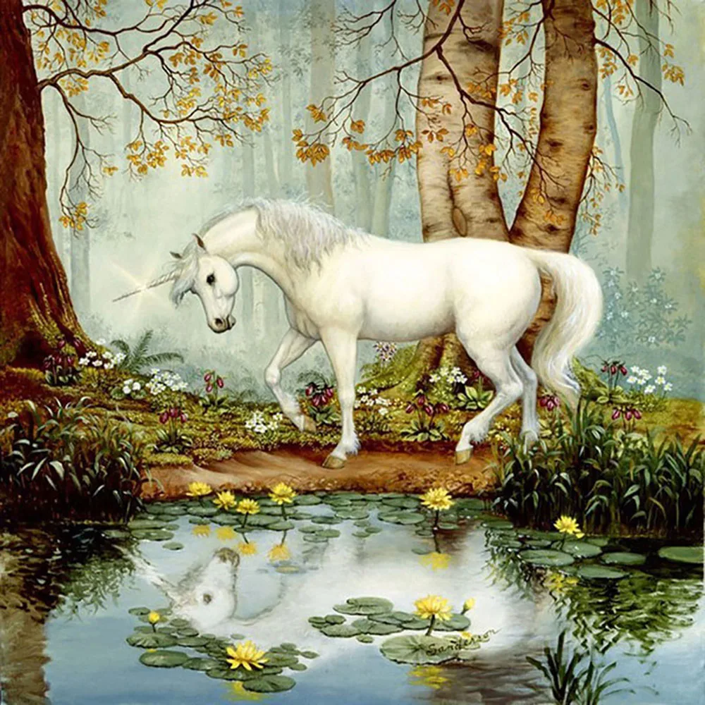 

5D Diamond Painting White Unicorn Full Round/Square Drill Mosaic DIY Diamond Embroidery Animal Cross Stitch Home Decor Craft