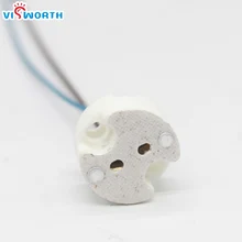 10 шт./лот) Mr16 G5.3 держатель лампы Белый керамический корпус розетка с электрическим проводным кабелем для G5.3 Led свет