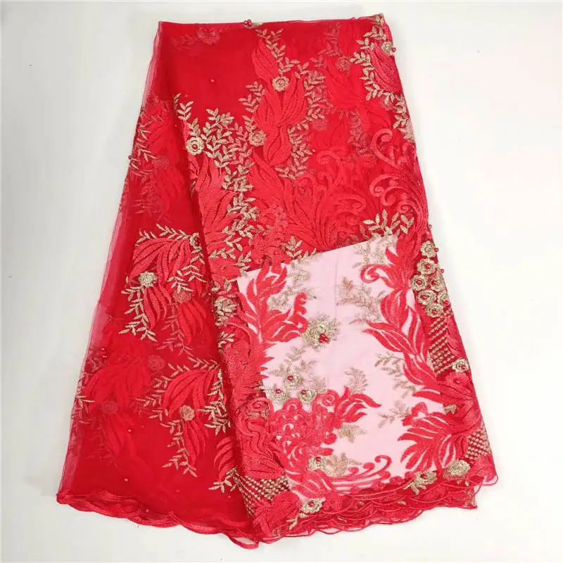 

WH!African Lace Fabric 2019 French Cord Lace Fabric Embroidered Nigerian Tulle Lace Fabric With Stones For Wedding ! L60328