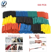 Assortiment de tubes thermorétractables en polyoléfine, 530 pièces/lot, gaine d'isolation électronique, Ratio 2:1