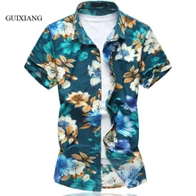 Новые летние стильные мужские рубашки с короткими рукавами и цветочным принтом, модные рубашки для отдыха с добавлением удобрений и цветов, мужские рубашки больших размеров M-6XL
