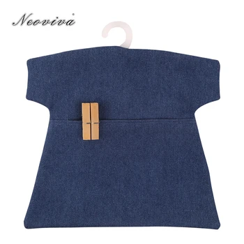 

Neoviva Retro Denim Clothespin Bag for Laundry Room, Pack of 2, Solid Indigo Blue