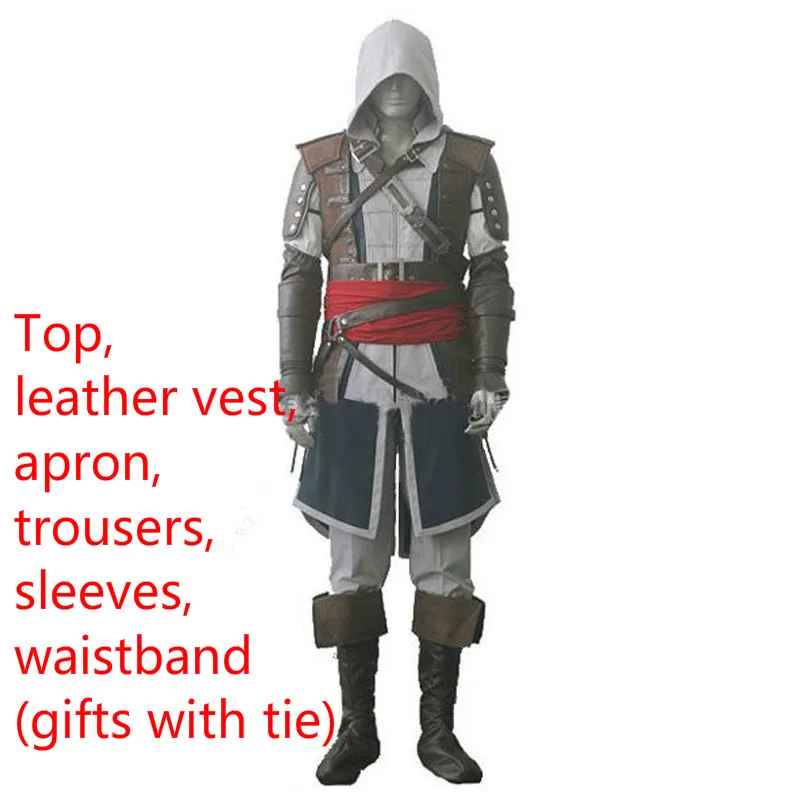 Cosrea костюм ассасина Эдварда Крид черный флаг Kenway Косплей Костюм ...