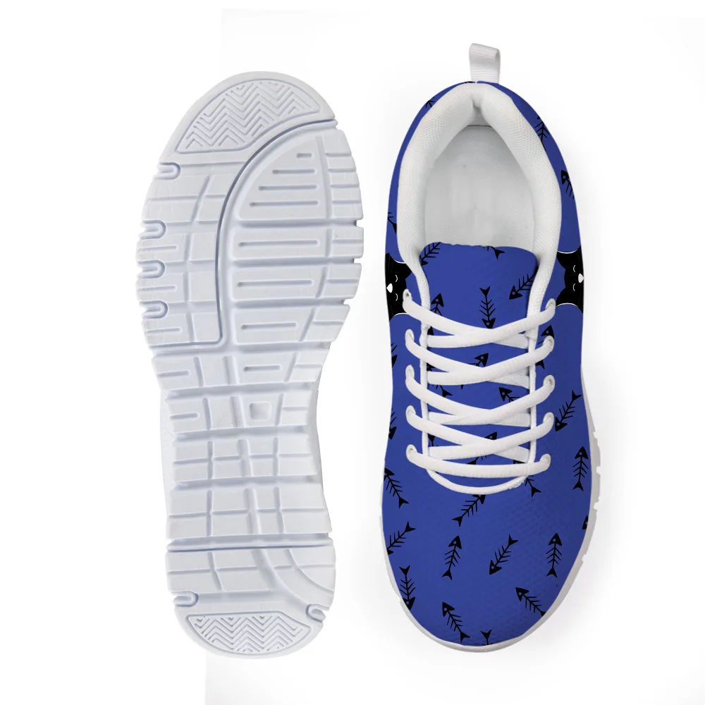 

NOISYDESIGNS Cute Blue Men Casual Flats Shoes Animal Cat Puzzle Men Leisure Sneakers Comfortable Breathable Shoes for Teenagers